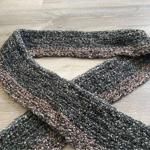 Scarf Handmade Acrylic Dark Teal Grey Purple NEW Soft Outdoor Winter - Picture 4 of 7